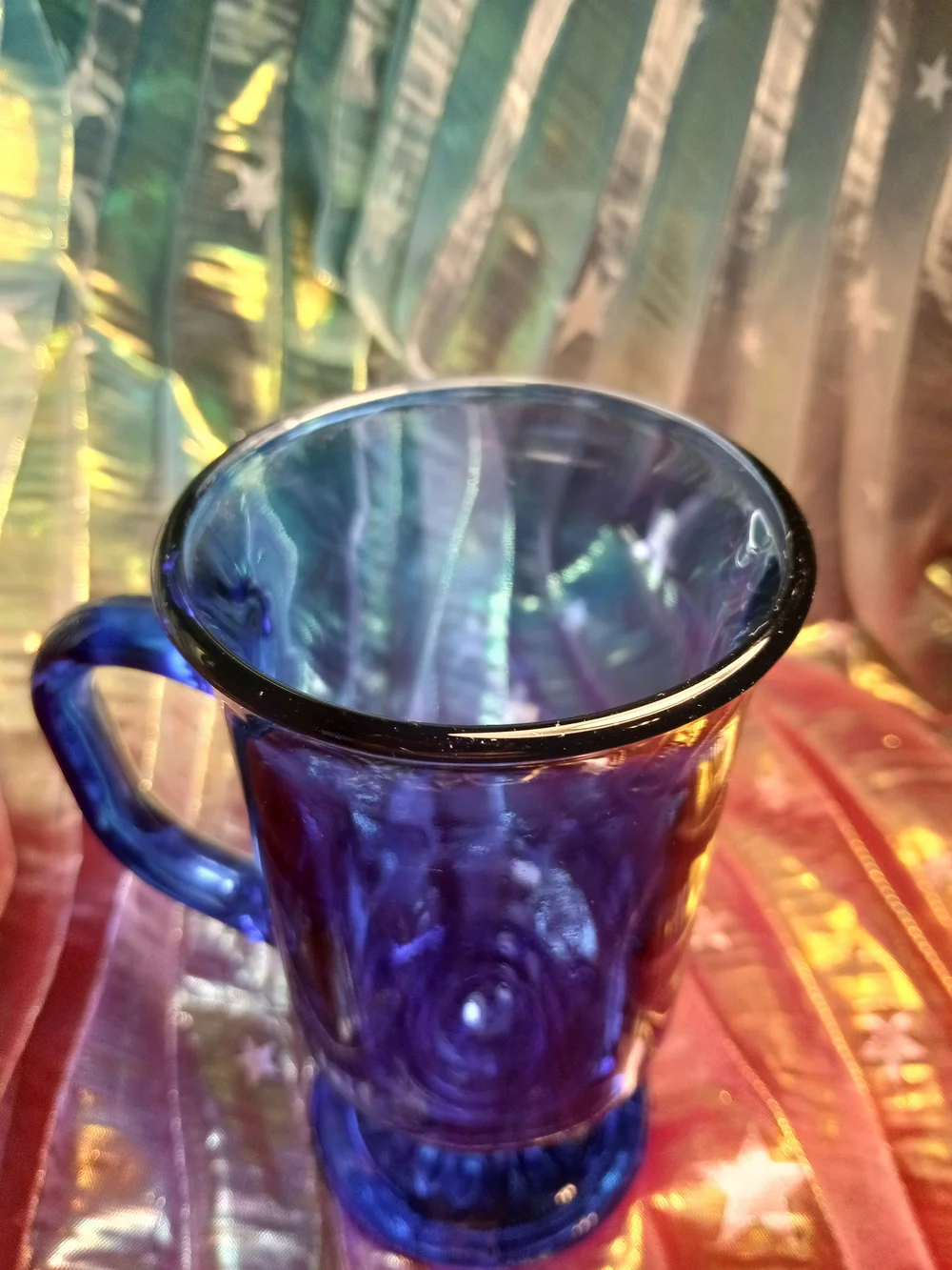 Vintage Anchor Hocking Blue Glass Pedestal Mug